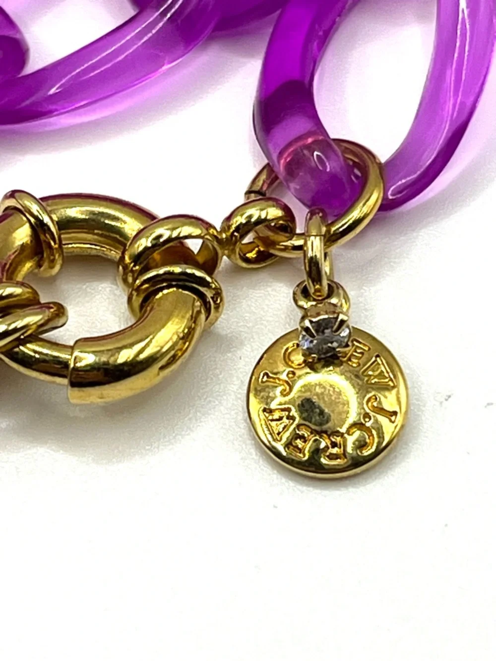 Bright Purple Resin Link Necklace 30 Inches